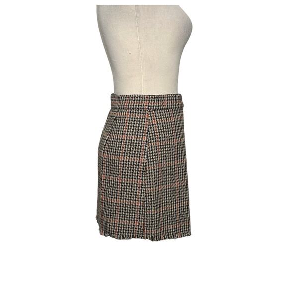 Urban Outfitters orange black houndstooth wrap mini skirt size Small - Picture 13 of 14